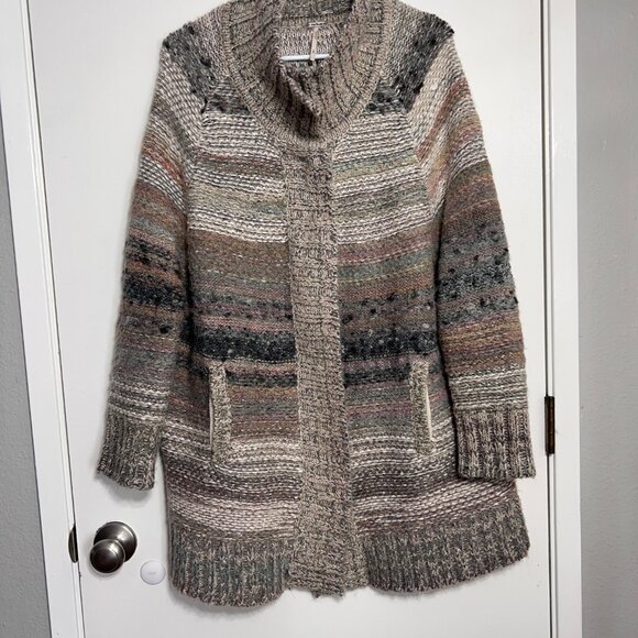 Free People Starlight Shadow Poncho Cardigan Women's Size Medium Oversized - Picture 7 of 10